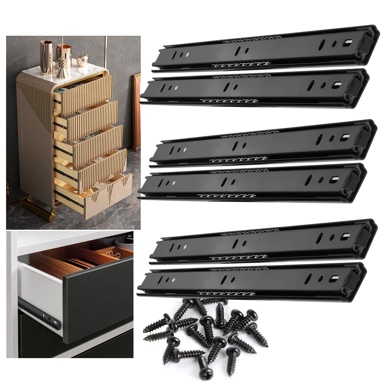 Guías para cajones de metal con rodamiento de bolas para expansión total 8