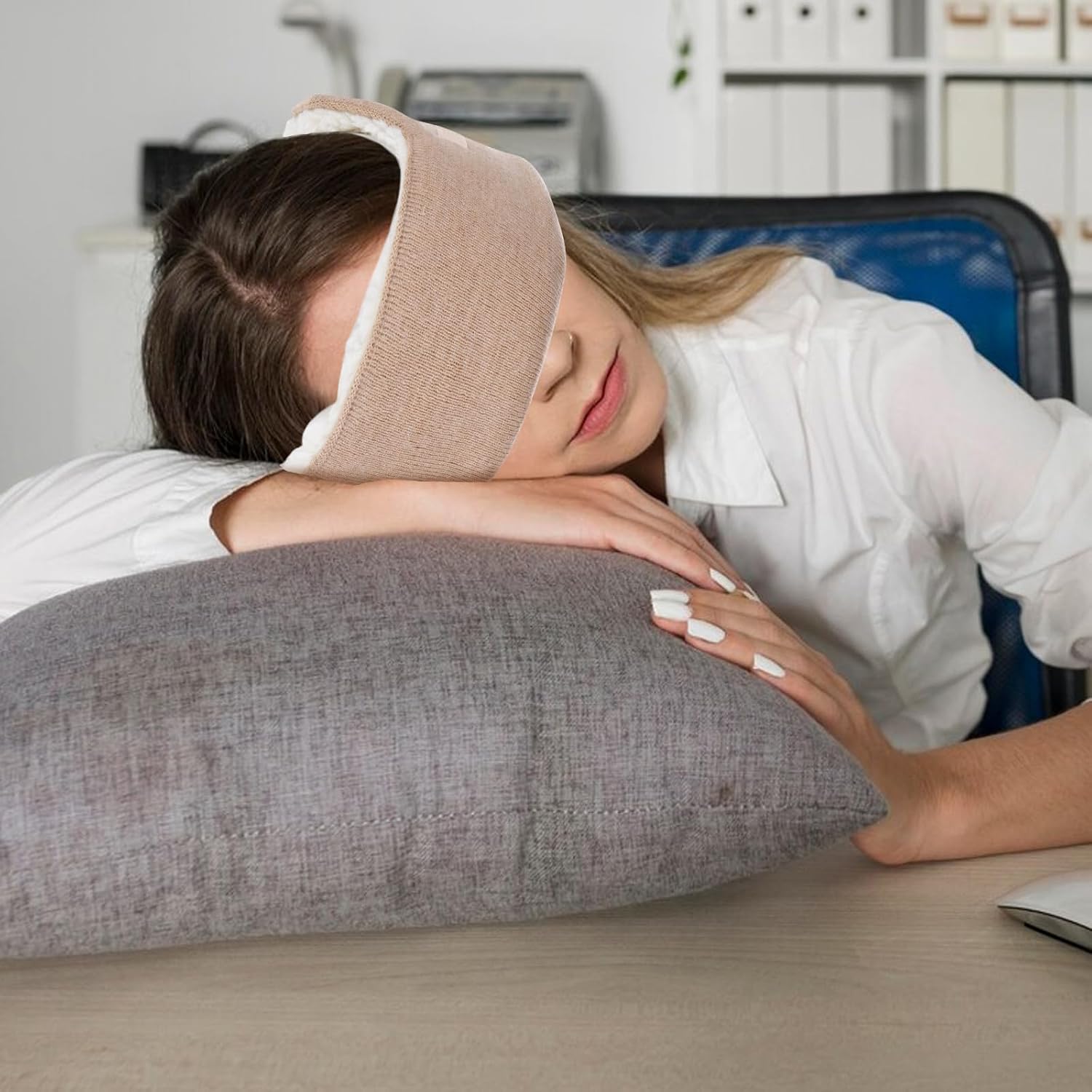 Beige Plush Winter Ear Muff for Men and Women Noise Cancelling Ear Warmer with Warmth and Noise Isolation for Sleeping and Running