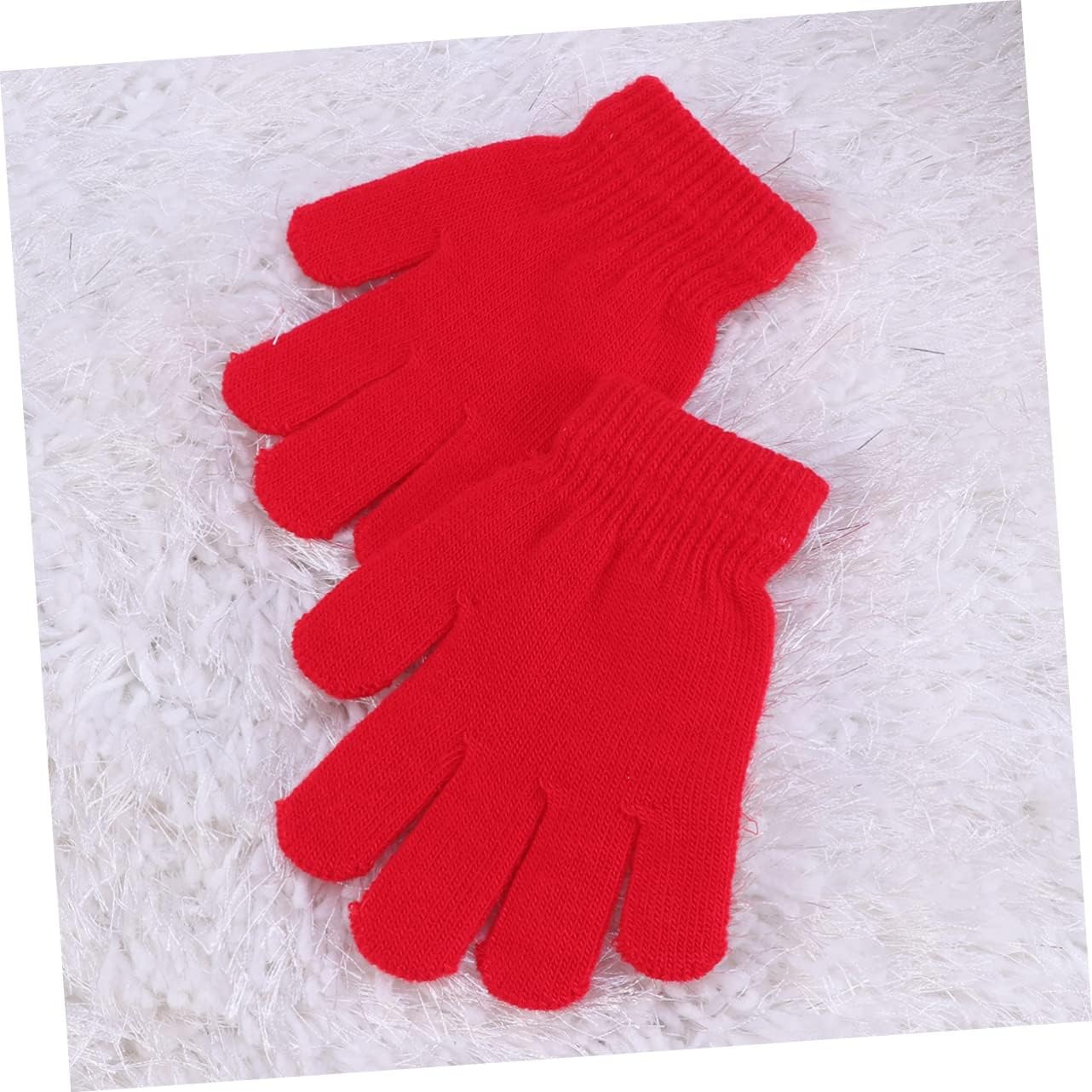 COLLBATH 2pcs Boy Girl's Knitted Gloves for Autumn and Solid Full Finger Warm Mittens for Boys and Girls Aged Years Red for and Cold Weather Activities