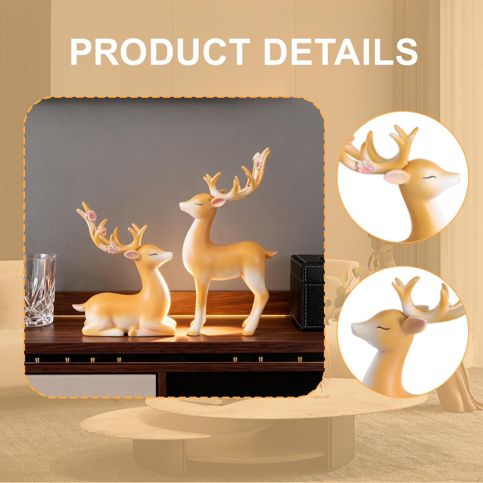 Lot de 2 Figurines Décoratives pour Table, Sculptures d'animaux, Ornements Créatifs en Résine Floquée, Faciles à Nettoyer, Idéales pour Offrir Ou, Jaune
