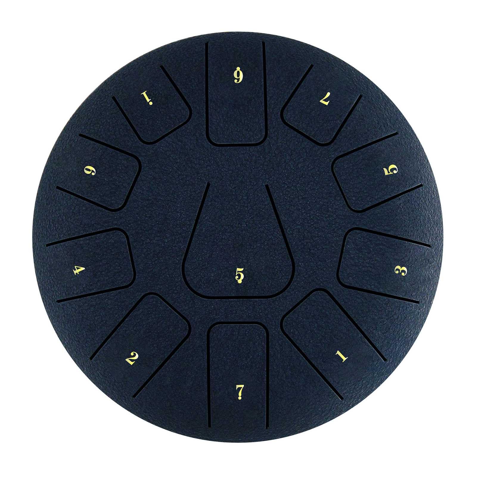 Tamburo a lingua in acciaio steel tongue drum handpan 8 pollici 11 note percussioni per meditazione yoga zen con bacchette plettri dita borsa libro musicale (blu navy)