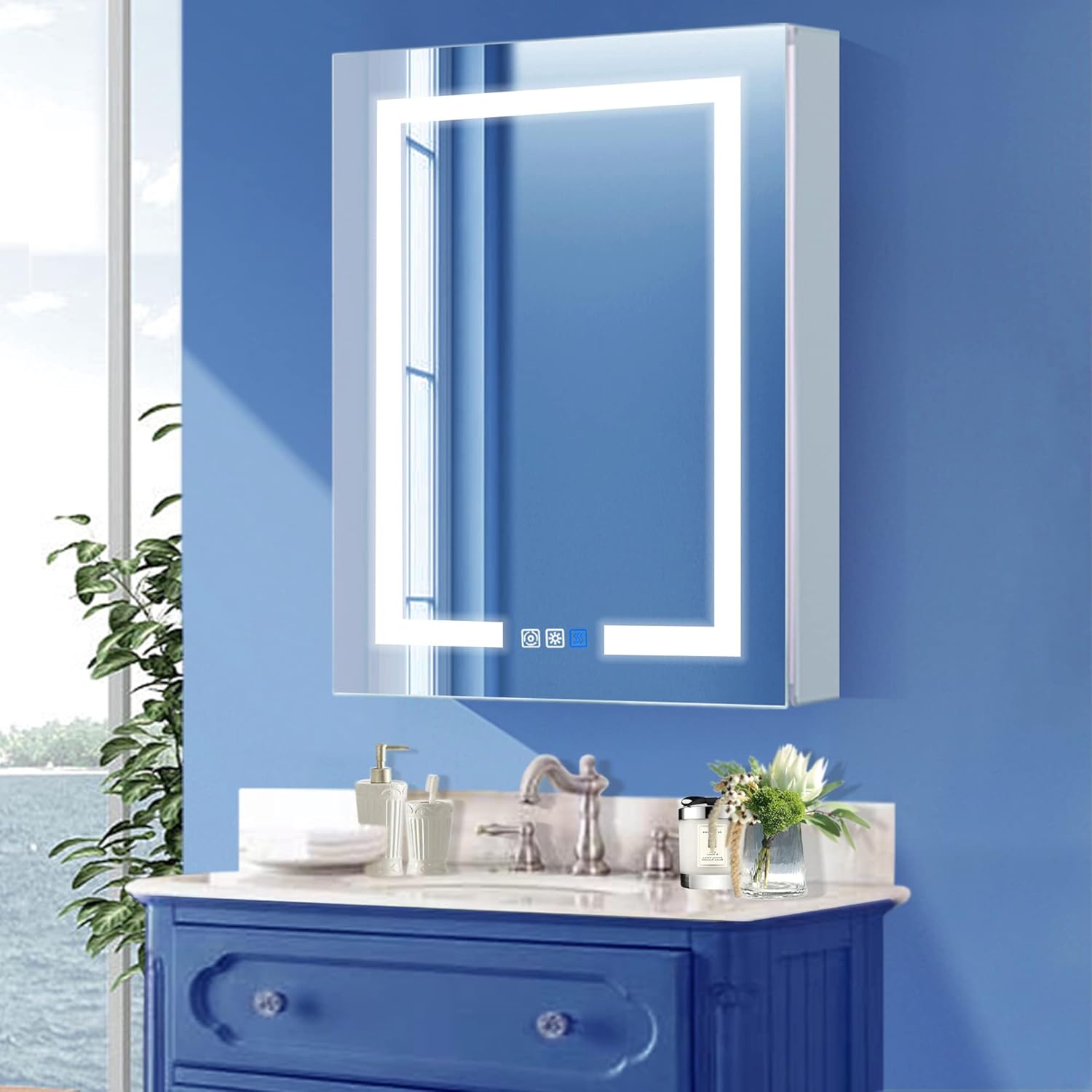 GroGro LED Lighted Bathroom Medicine with Mirror,24