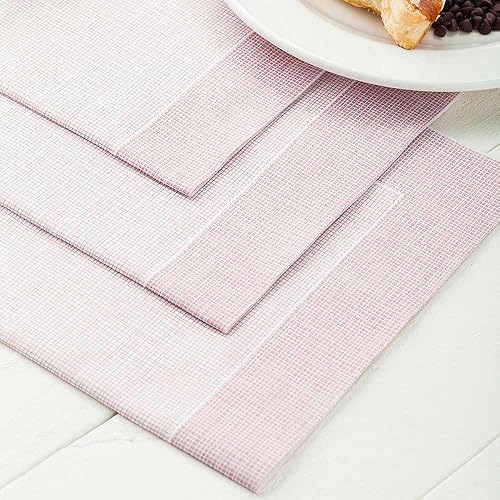 Miniatura 3 de Restaurantware Luxenap Super Lux Servilletas desechables de cena, suaves y duraderas, de 16 x 16 pulgadas, color blanco con hilos burdeos,