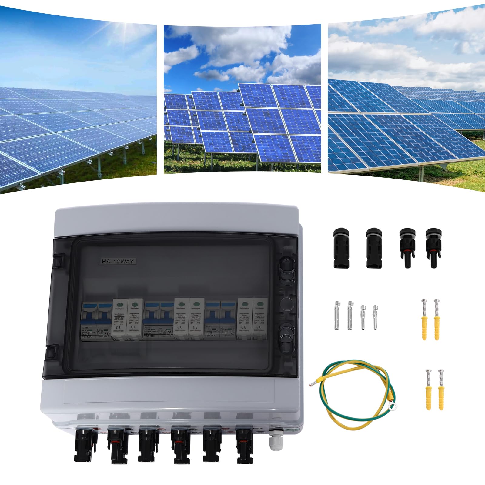 Boîtier de raccordement solaire PV photovoltaïque, DC 1000 V, boîtier de combinateur solaire, protection contre les surtensions à 3 chaînes, résistant aux UV, pour installation PV, boîtier
