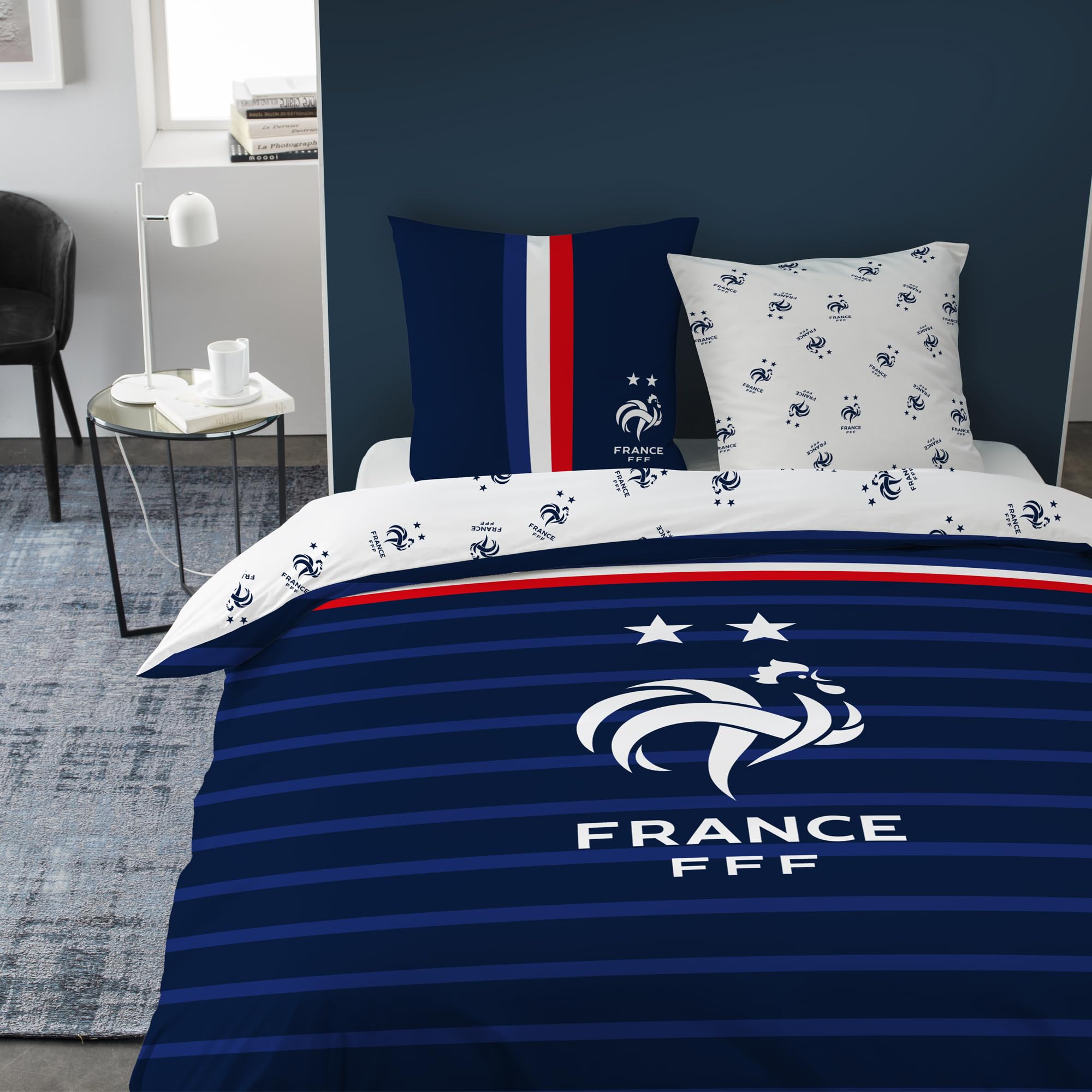 OMYDREAM FFF Rayures Parure de lit imprimée 100% Coton - Licence Officielle