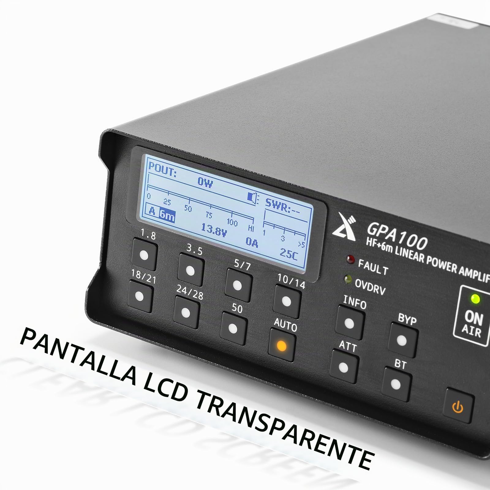 Xiegu GPA100 100W HF/6 m Amplificador lineal de estado sólido, para radios QRP, control de banda inalámbrico Bluetooth para IC-705 y 7 HF bandas con conmutación automática/manual para G90/X6100/X6200