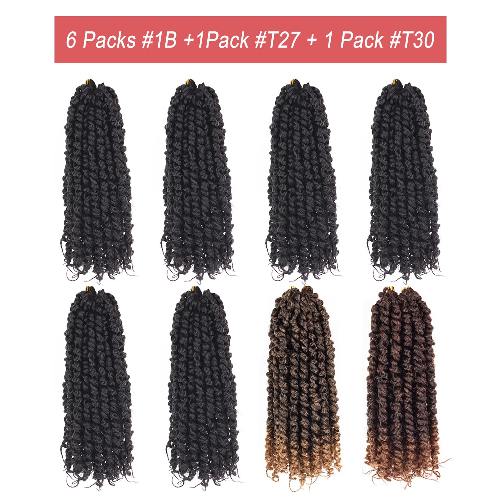 Amazon.com : Leeven 8 Inch Passion Twist Crochet Hair 8 Packs (6