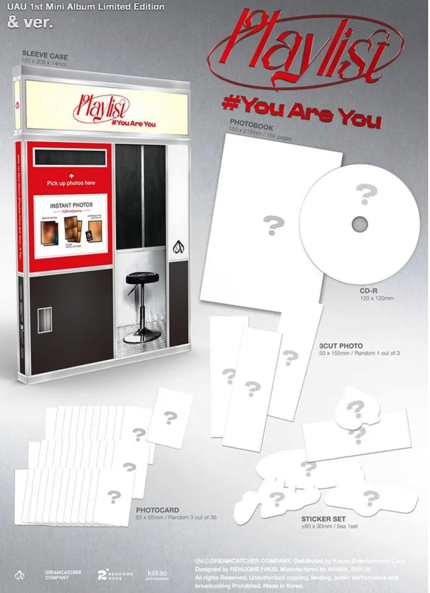 Dreamcatcher UAU Mini Album Playlist #You Are You, Limited Edition, & Version with 164-Page Photobook, CD-R, Photocards