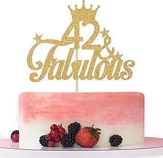42 & Fabulous Cake Topper – Cheers to 42 Years,42nd Birthday Cake Decorating - Happy 42nd Anniversary/Birthday Party Decor...