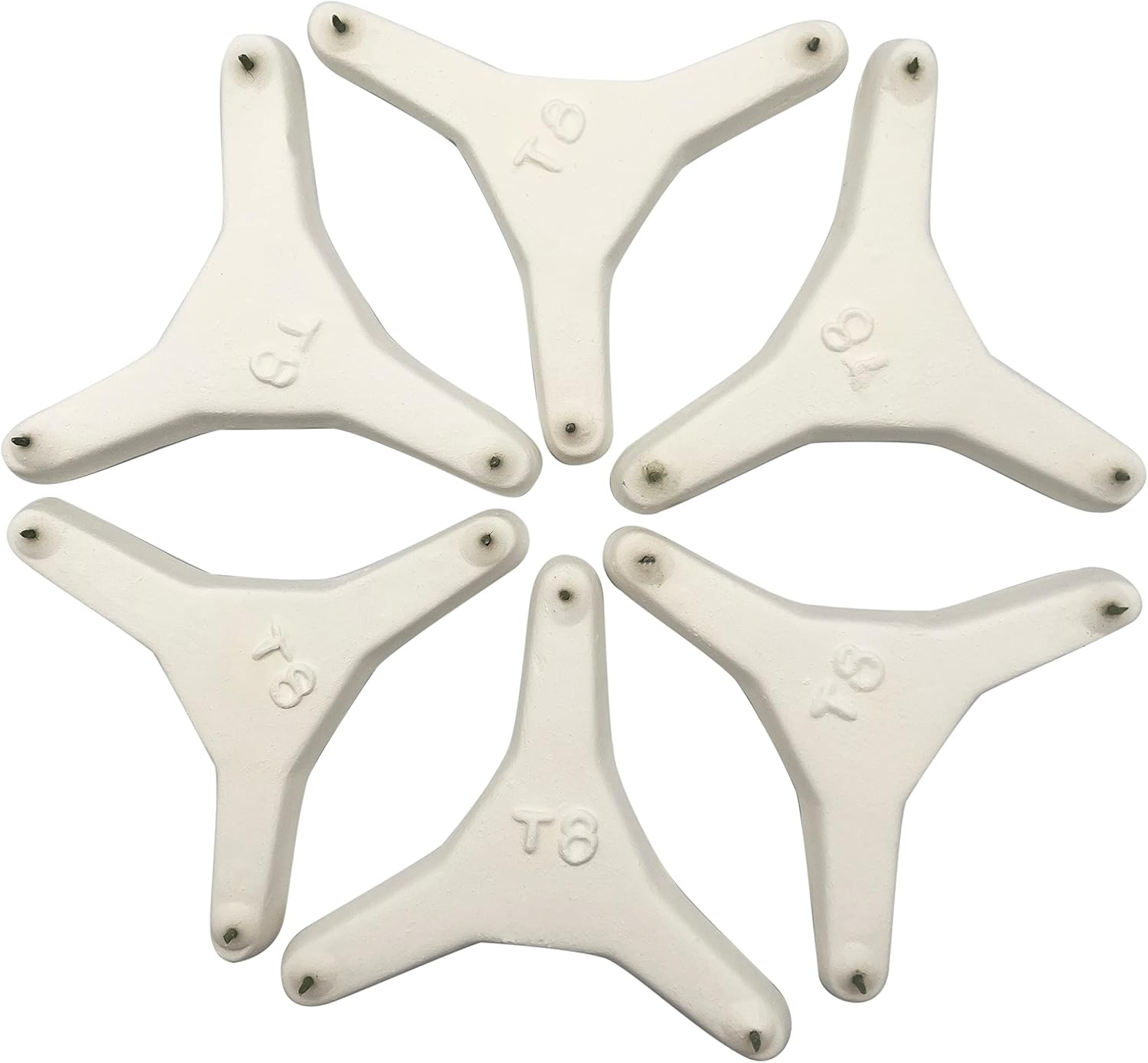 3-Point Ceramic Tripod Kiln Stilt with Points 3-1/4" Apart for Kiln Firing of Ceramics and Pottery - (Pkg/6) - Maximum Firing Temperature 2025 Degrees - Cone 03