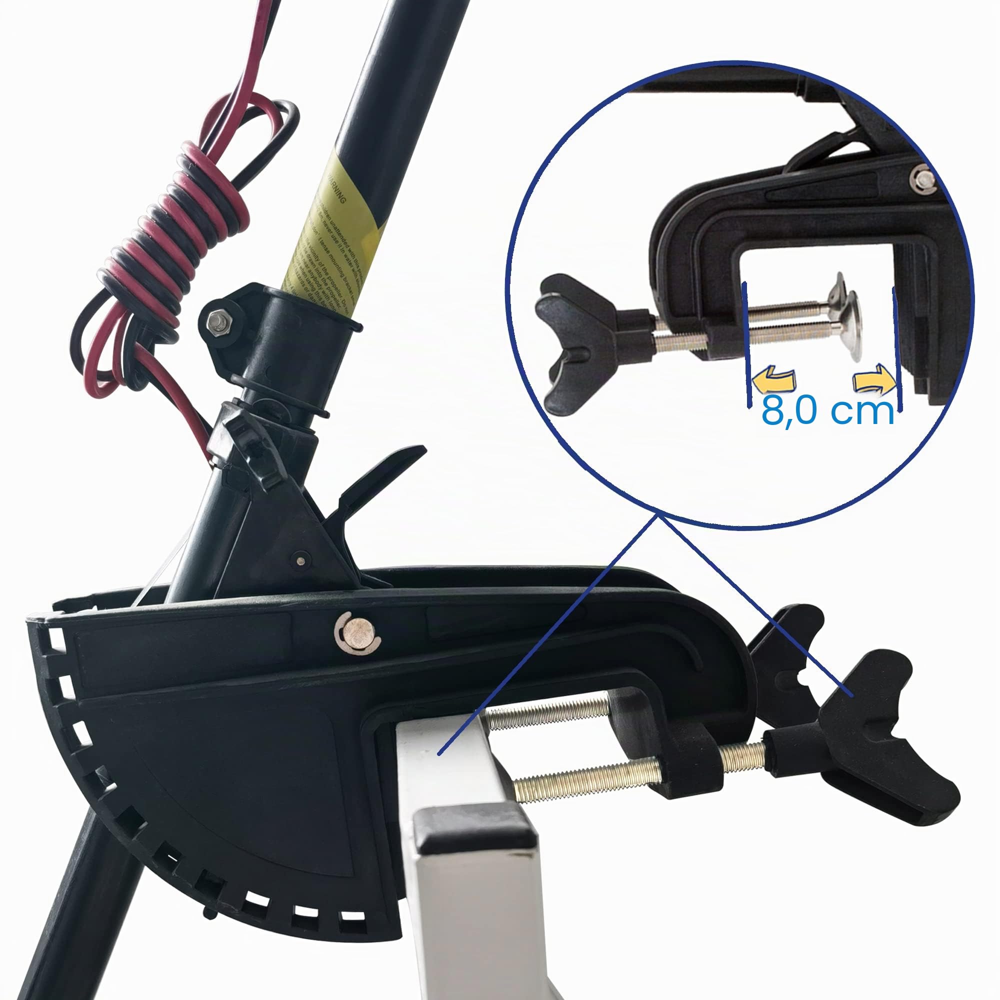 Halterung und Scharniermontage, elektrischer Boots- und Kajakschleppmotor, aufblasbarer Außenbordmontageclip, Schwarz