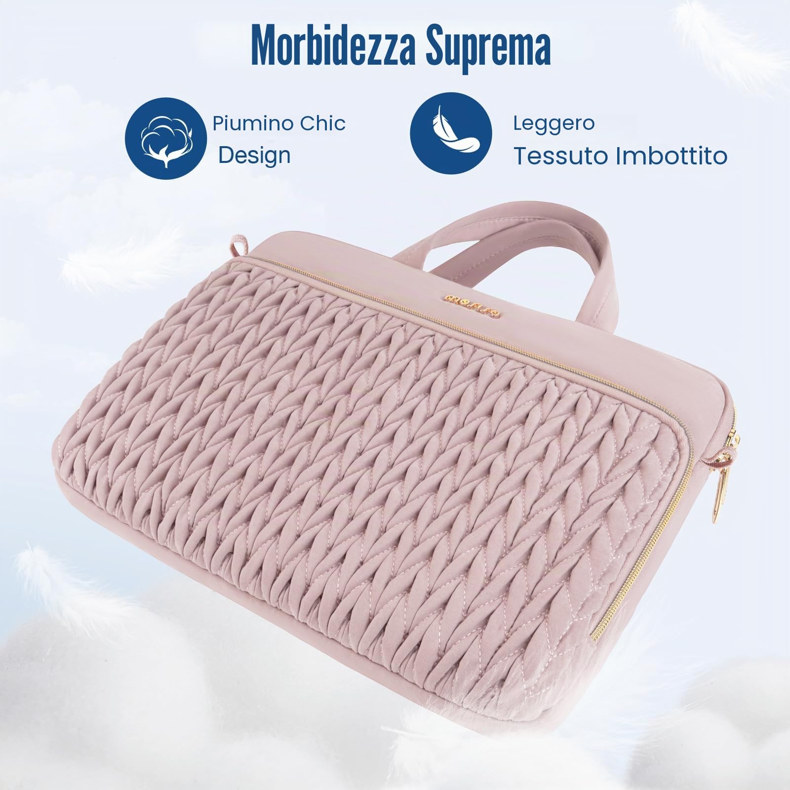 MOSISO 15.6 pollici Borsa Tracolla Laptop, 15-16 pollici Borse Computer Compatibili con MacBook Pro 16 M4 M3 M2 M1,HP Dell Acer Lenovo ASUS Notebook, Borsa Tracolla Trapuntata con Manico e Tasca, Rosa