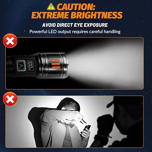 Miniatura 9 de AYL Rechargeable Flashlights 2 Pack, Super Bright High Lumens Flash Light, 6 Modes Zoomable Linternas with LCD Display, High Powered Handheld LED