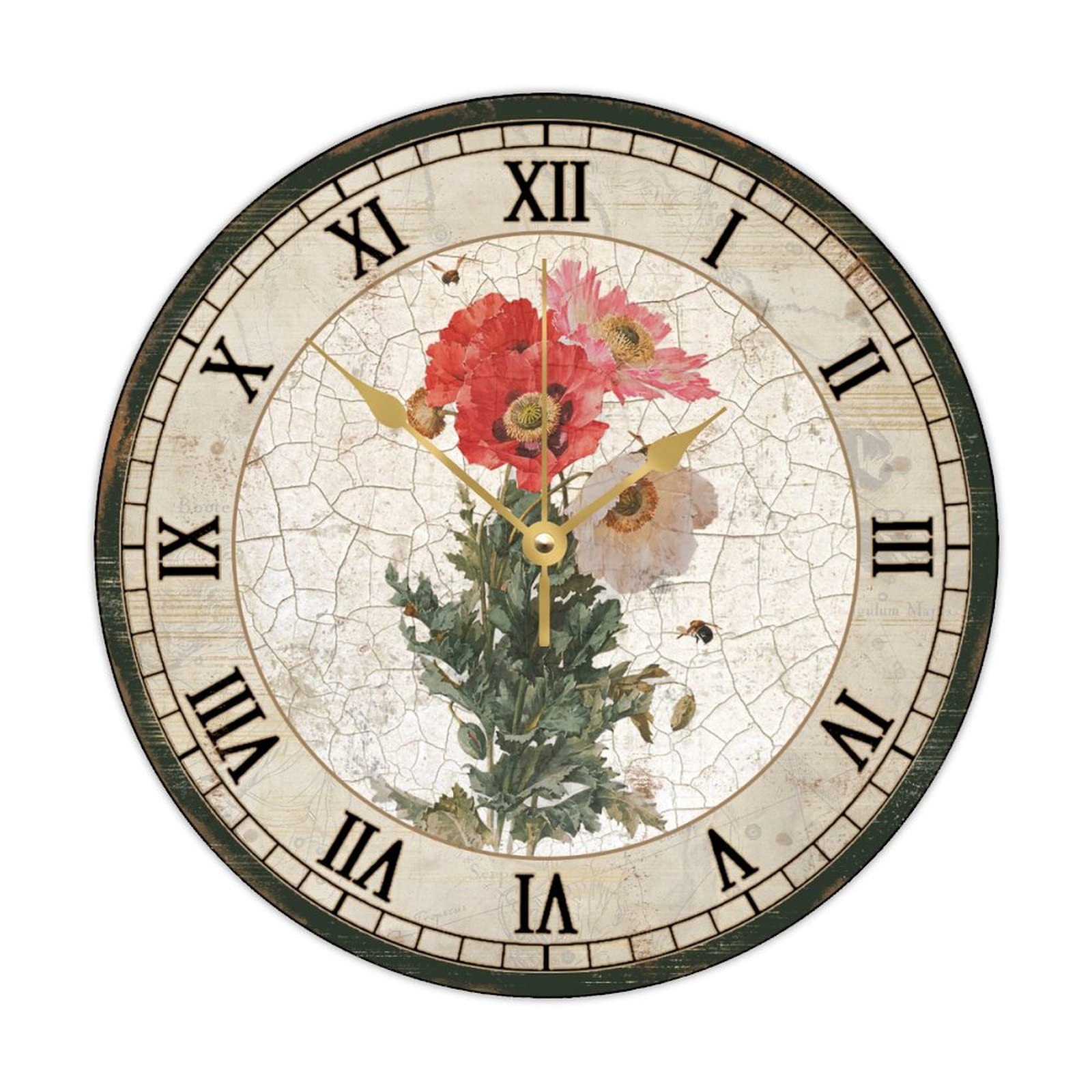 Horloge murale en bois silencieuse Coreopsis 38cm au design floral