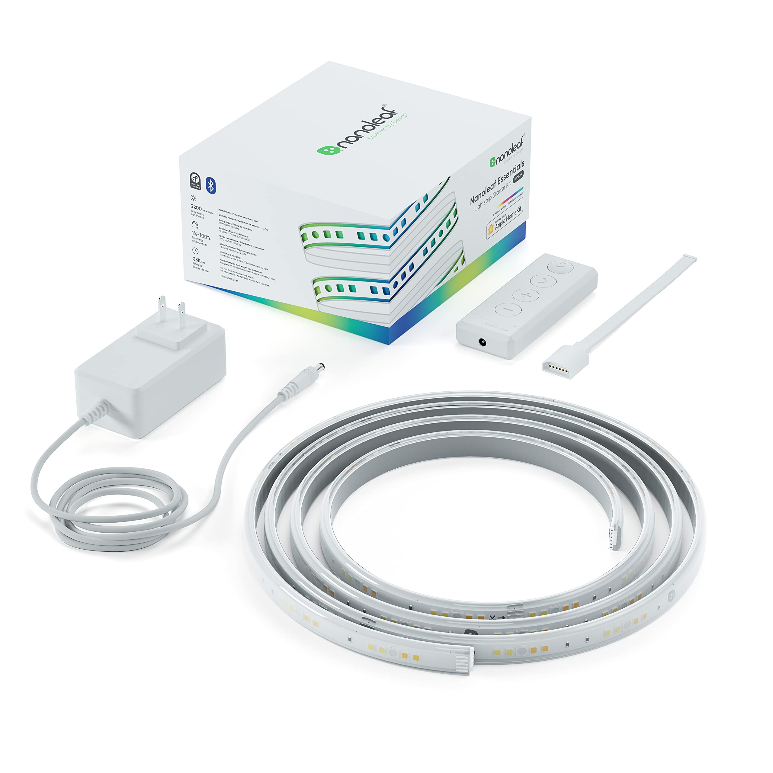 Nanoleaf Essentials Bluetooth & Thread Smart LED Lightstrip 80" Starter Kit (2M) White and