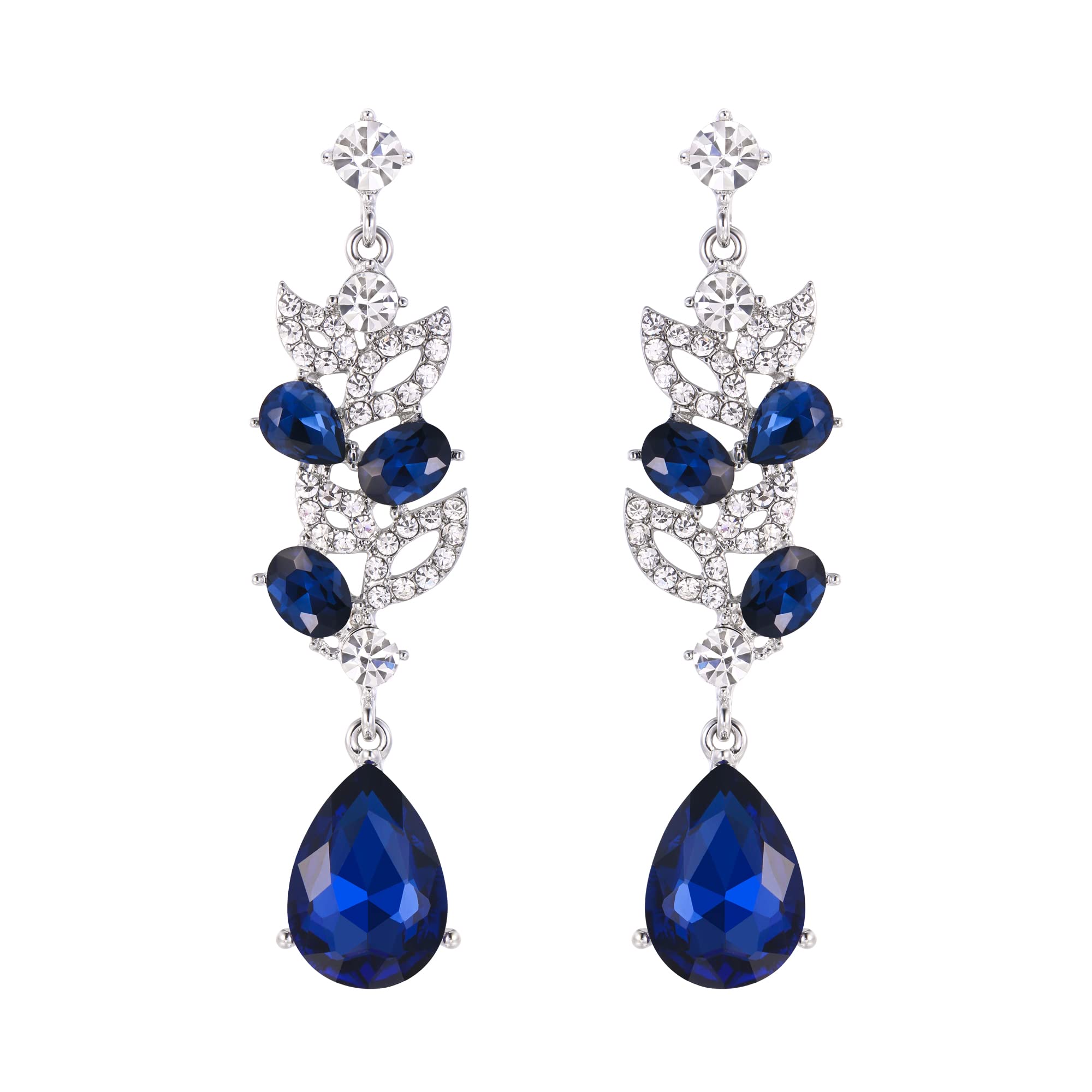 EVER FAITH Orecchini Pendenti A Goccia Per Sposa – Cristalli Ovale E Rombo, Chandelier Art Deco Per Donna