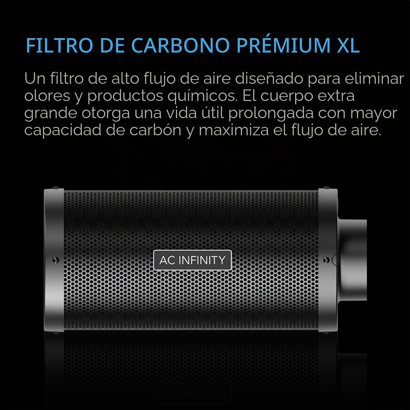 AC Infinity Filtro, 150mm de carbono de aire XL, carbón virgen australiano premium prefiltro colgadores depurador reversible con brida para ventilador en línea control de olores en cultivo hidropónico