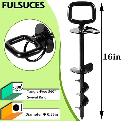 Miniatura 3 de Estaca para perro 2023 para patio, estaca de amarre para perro de 16 pulgadas y cable de amarre para perros de 33 pies con adaptador de estaca para