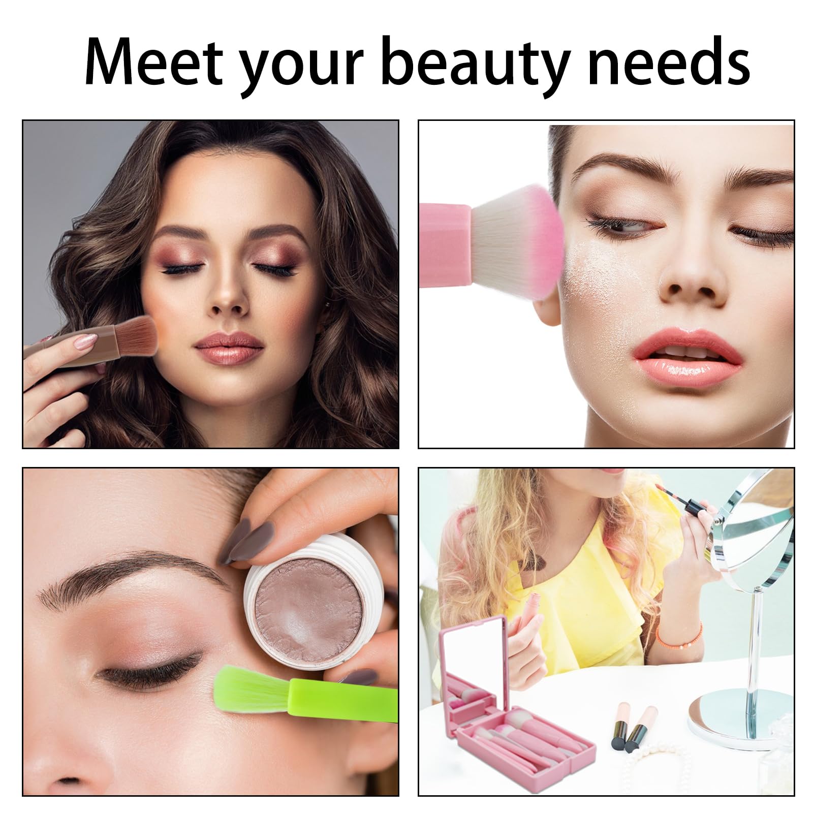 5-teiliges Make-up-Pinselset Mit Spiegel Und Box – Perfekt Für Unterwegs, Reisen Und Täglichen Gebrauch In Grün