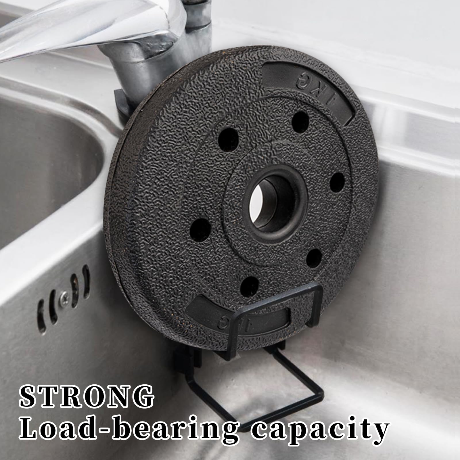 4 Supporti Per Spugna In Acciaio Inox SUS304 – Adesivi, Antiruggine – Per Cucina E Bagno – Nero - 3