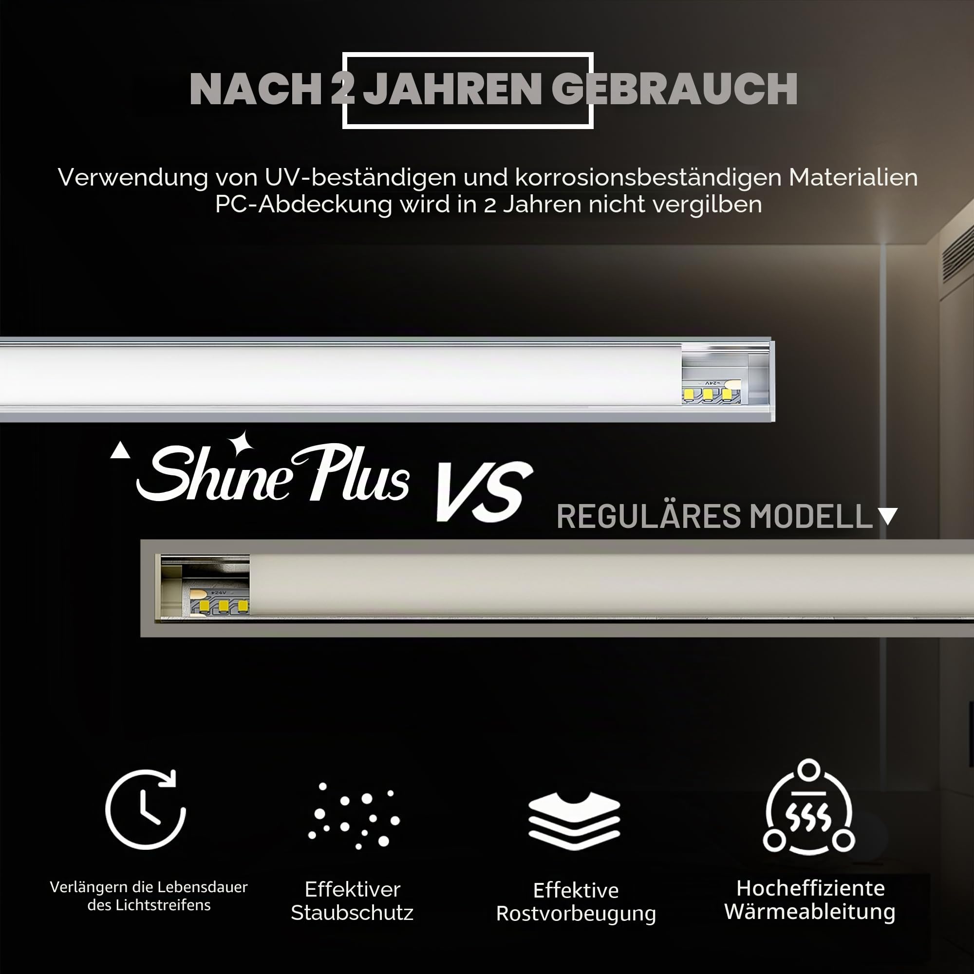 Shine Plus LED Profil U-Form 2m × 10 Stück, Schiene aus eloxiertem Aluminium, kanal für Streifen bis 12mm, diffusor für gleichmäßige Lichtverteilung (10×2 Meter)