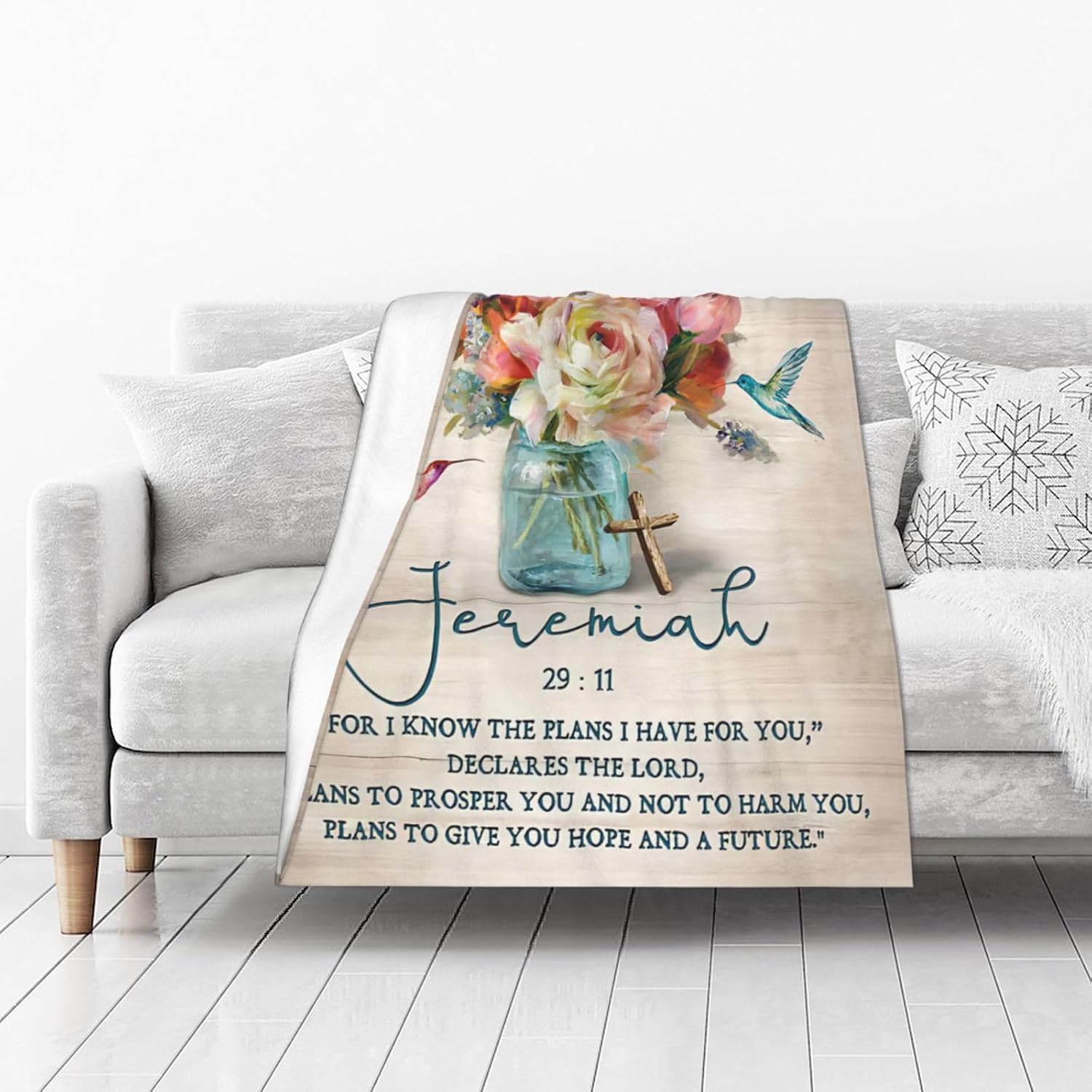 Christian Blanket Plush Cozy Religious Bible Verse Throw Blankets Gifts for Women Men Girls Flannel Fleece Ultra Soft Fuzzy Flower Hummingbird Party Blanket 50"X40" - Image 4