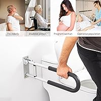 Vista 8 de Barra de agarre de inodoro de 24 pulgadas, barra de agarre abatible de aleación de aluminio, capacidad de carga de 220.5 lbs, rieles para Negro