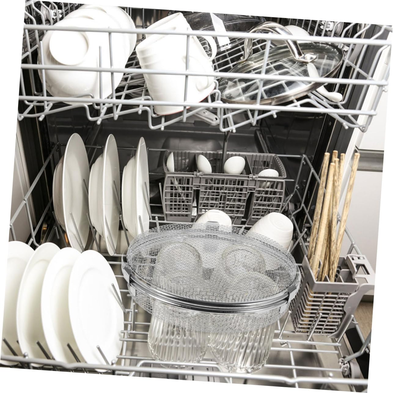 ABOOFAN 5 Piezas Cesta de almacenamiento para lavavajillas bandeja de cubiertos para lavavajillas cesta de cubiertos para a de palillos a metálica