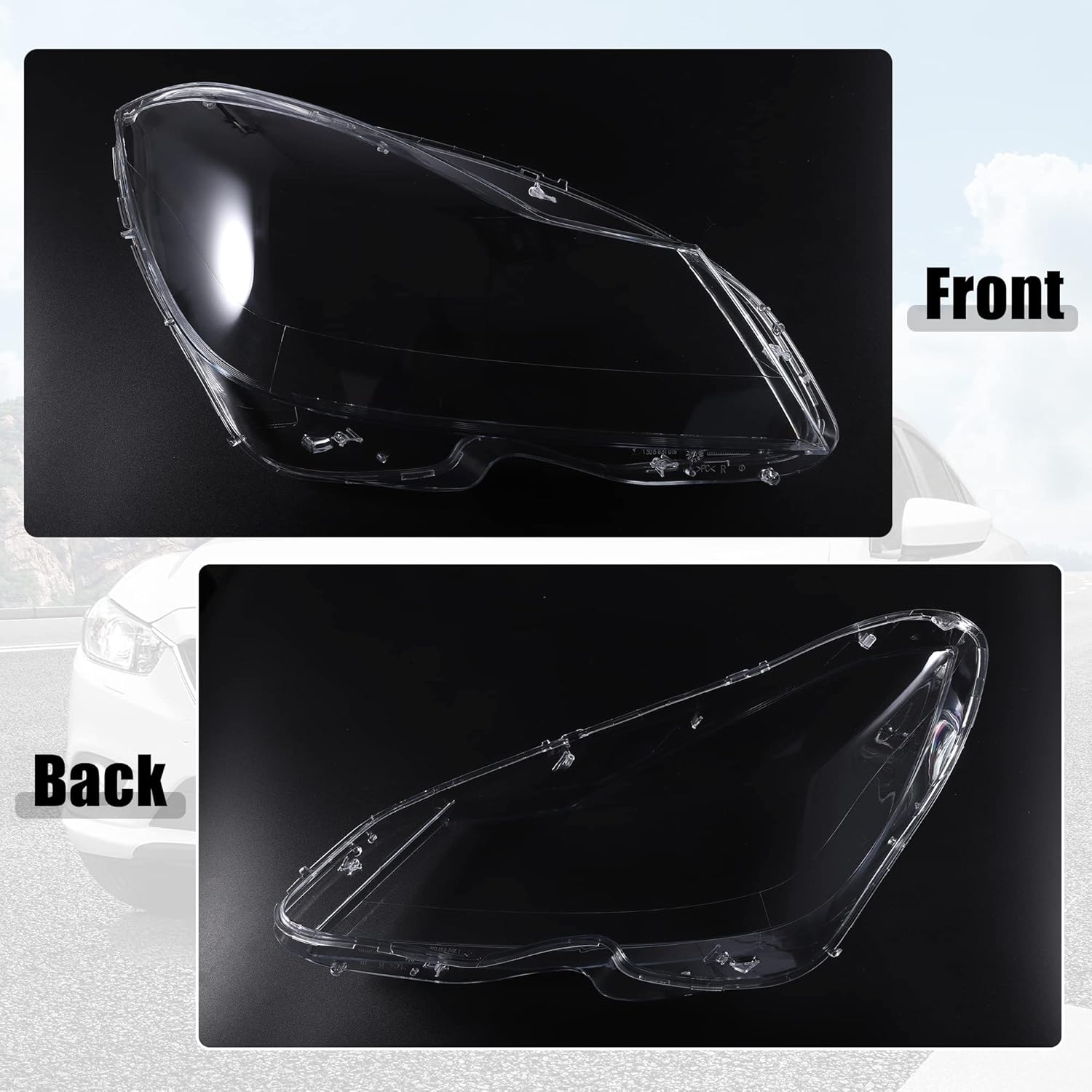 X AUTOHAUX 1 Pair Car Front Headlight Headlamp Lense Clear Lens Cover Cap PC Shell for Mercedes Benz C Class W204 2011-2015 A2048203539 A2048203639