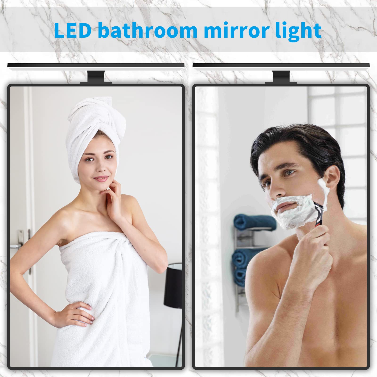 LED spiegellamp Espelho voor badkamer, 80 cm, zwart