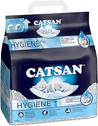 Catsan Hygiene Non-Clumping Cat Litter, 100 Percent Natural, Absorbent, 10 Litre, White