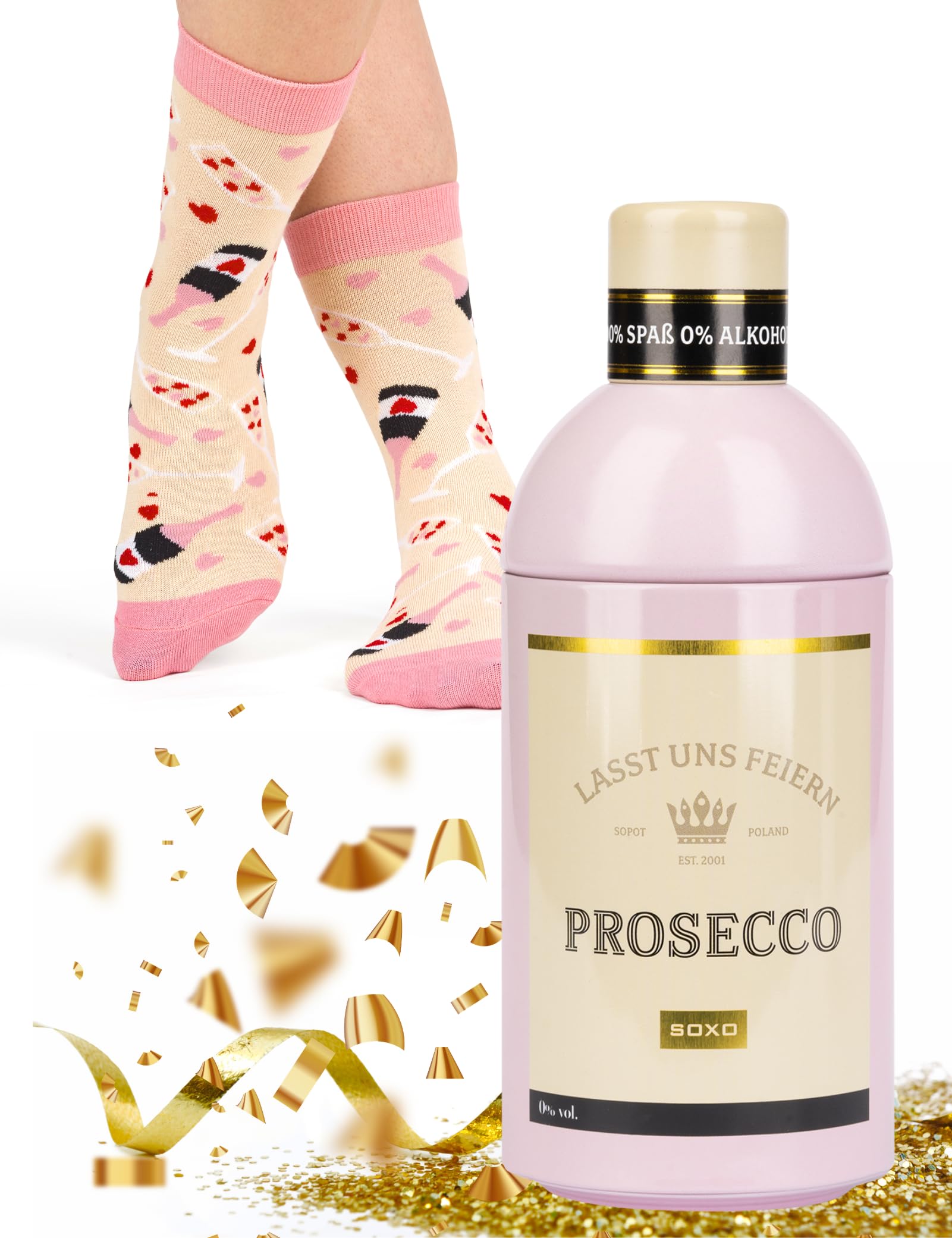 Soxo Women's Prosecco 1 Pair De Drinks Socks Funny Gift Ideas Long Sock Funky Gifts 2.5-6.5
