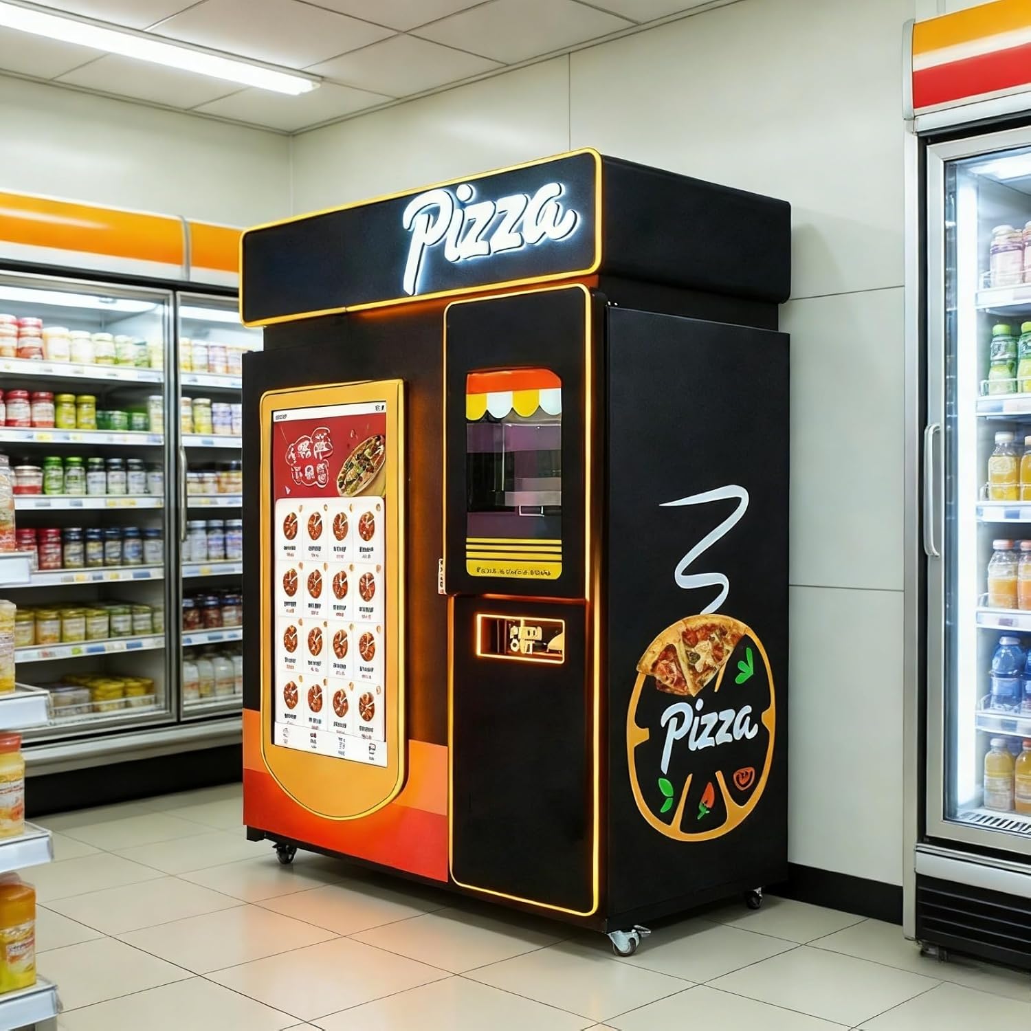 Smart Automatic Pizza Vending Machine with LED Display Quick Heating System and Flexible Payment Methods Perfect for High Traffic Commercial and Public Zones
