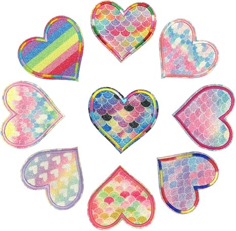 Amazon.com: Choco Mocha 9CS Parche para planchar con corazones arcoíris para  ropa, parches decorativos para niñas, para niños, jeans, ropa, corazones de  sirena : Arte y Manualidades