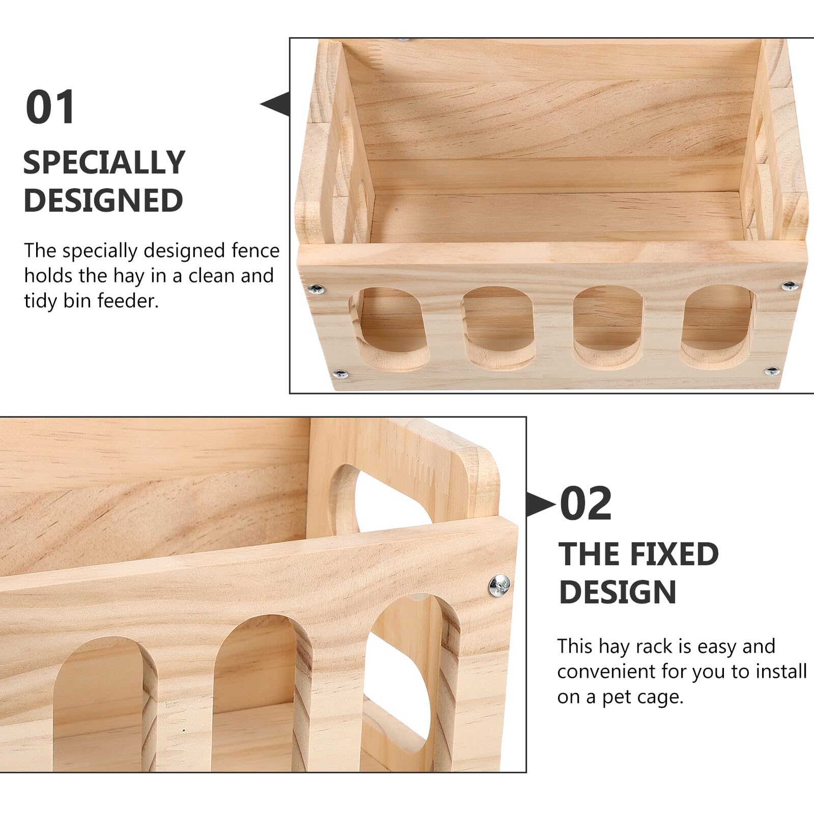 VILLCASE Mangiatoia per Conigli Antiperdite e Resistente Facile da Installare in Legno Khaki Design Fisso, Adatta per Gabbia di Cincillà e Cavie