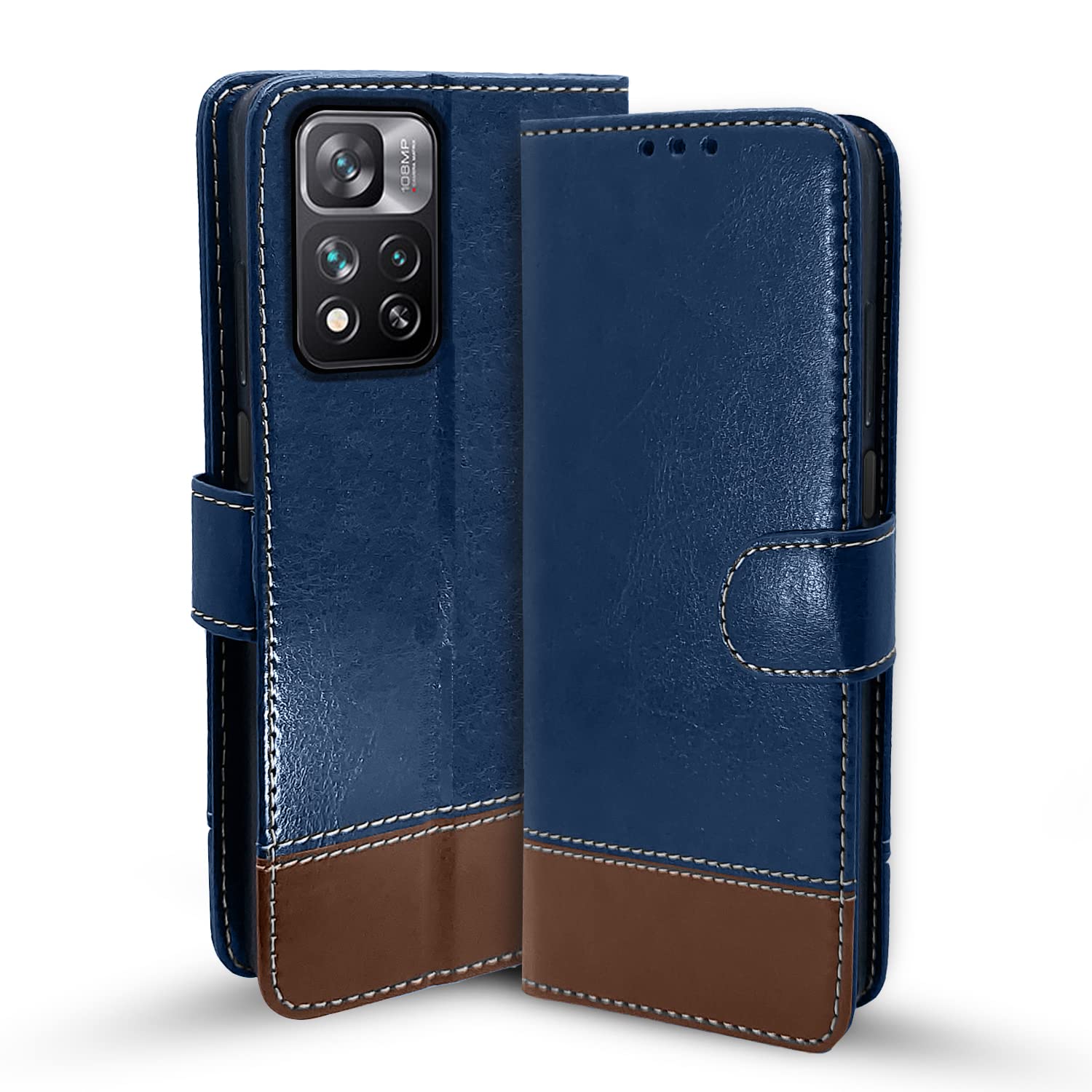 Pikkme Mi 11i 5G / 11i HyperCharge 5G Flip Cover | Dual-Tone PU Leather Finish | Inbuilt Wallet & Stand | Magnetic Flip Case for Mi 11i 5G / 11i HyperCharge 5G (Blue & Brown) (B09V6T6SSY) Amazon Price History, Amazon Price Tracker