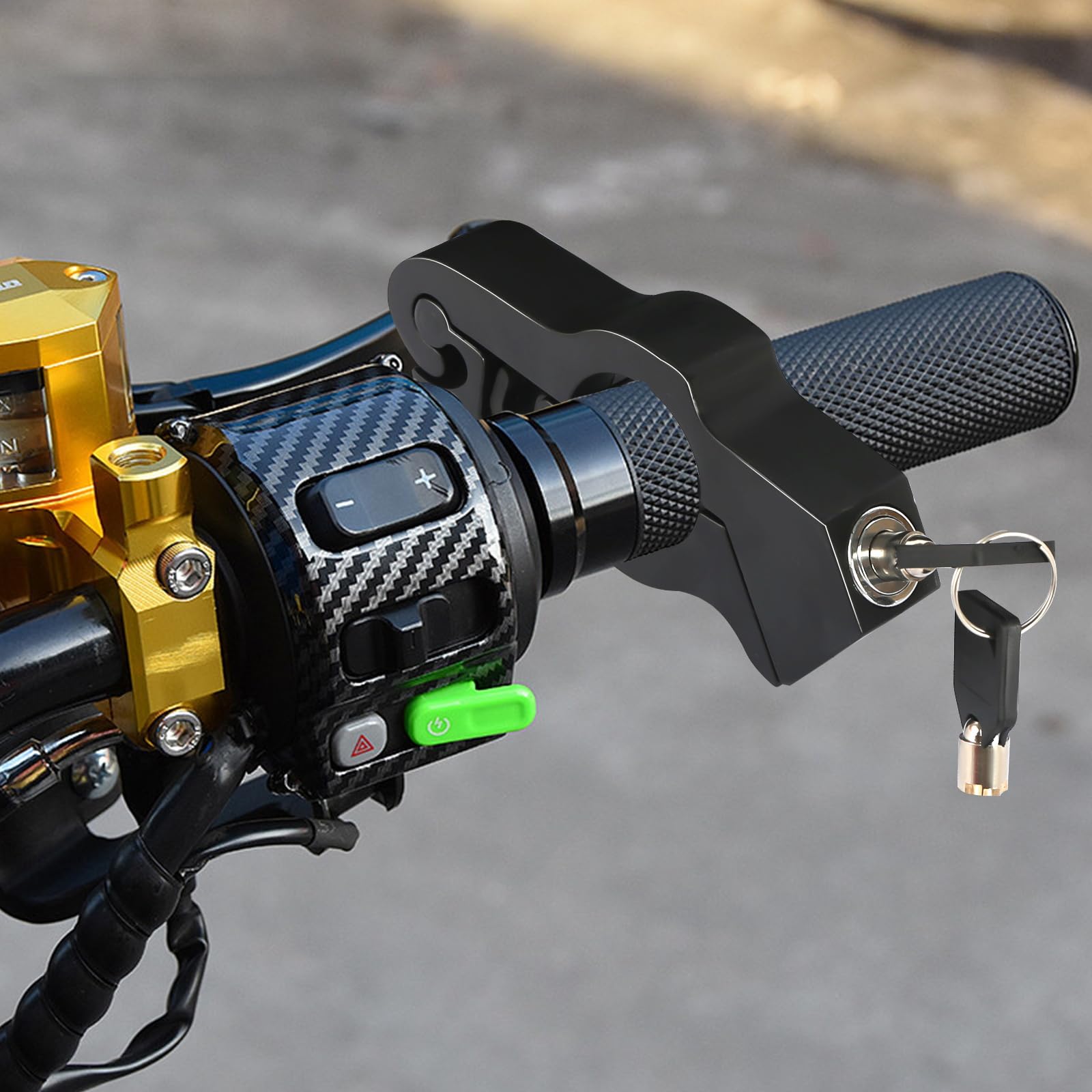Serrure Pour Guidon Moto Avec Câble Casque — Couleur Bleue, Aluminium — Compatible Scooters, Motos, VTT — Neuf, Garantie 1 An