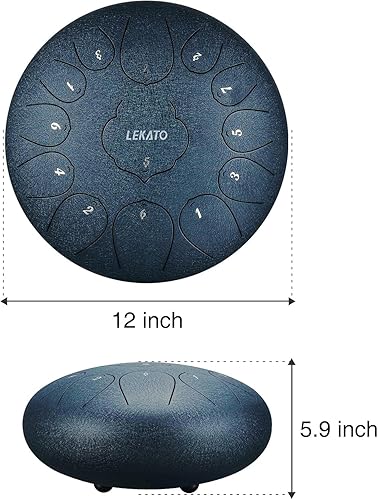 Miniatura 93 de LEKATO Tambor de lluvia para exterior, tambor de lengua de acero de 6 pulgadas, 11 notas, campanilla de lluvia de percusión para meditación, yoga