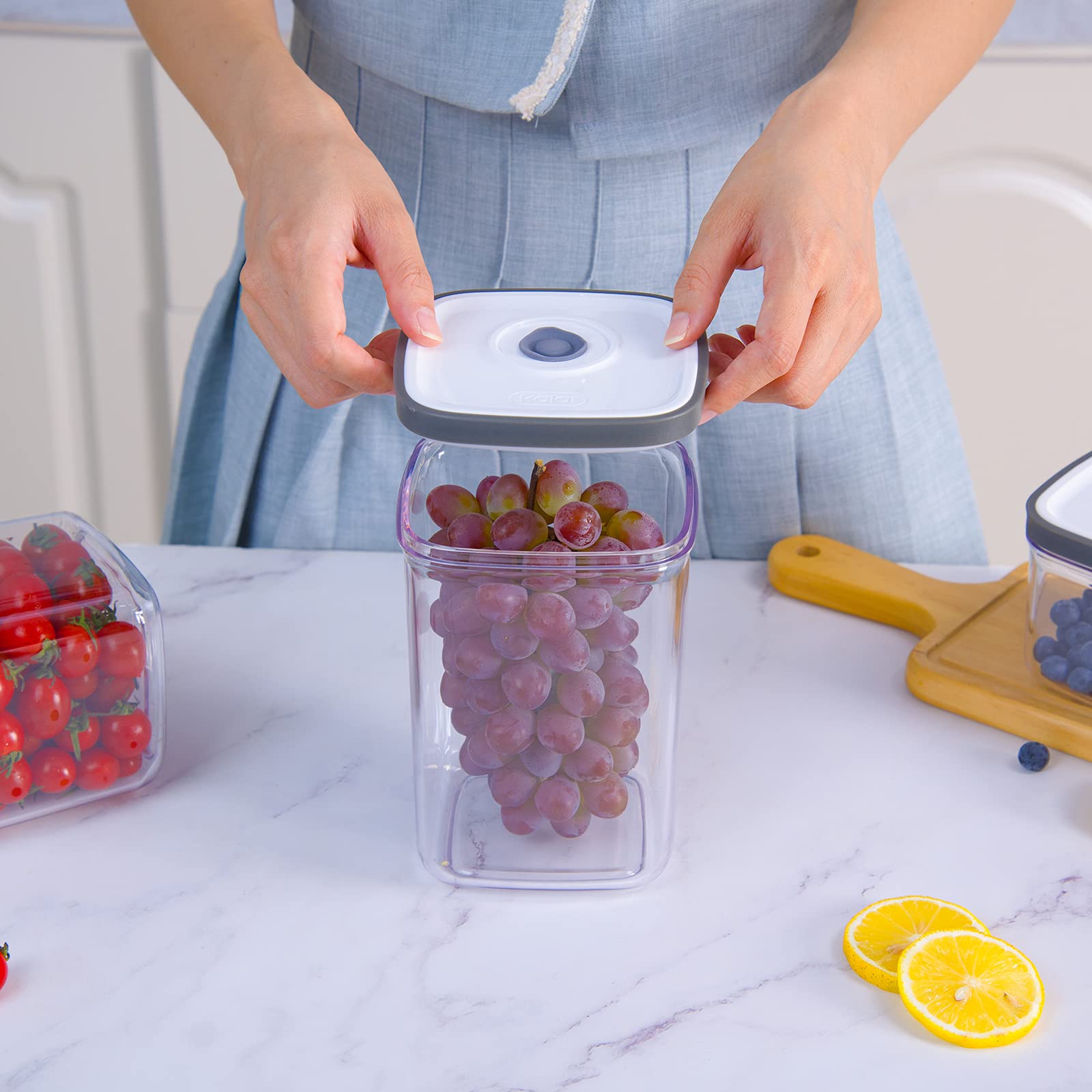 KALAR Food Saver Containers for Vacuum Seal,Vacuum Sealed Containers for Food, Reusable