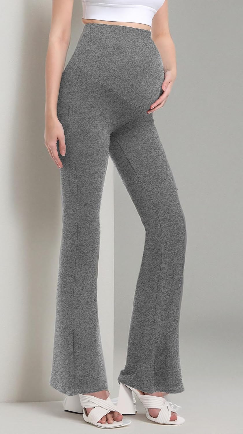 V VOCNI Women's Maternity Flare Leggings Over The Belly Bootcut Bell Bottom Pregnancy Leggings Lounge Yoga Pants - Image 8