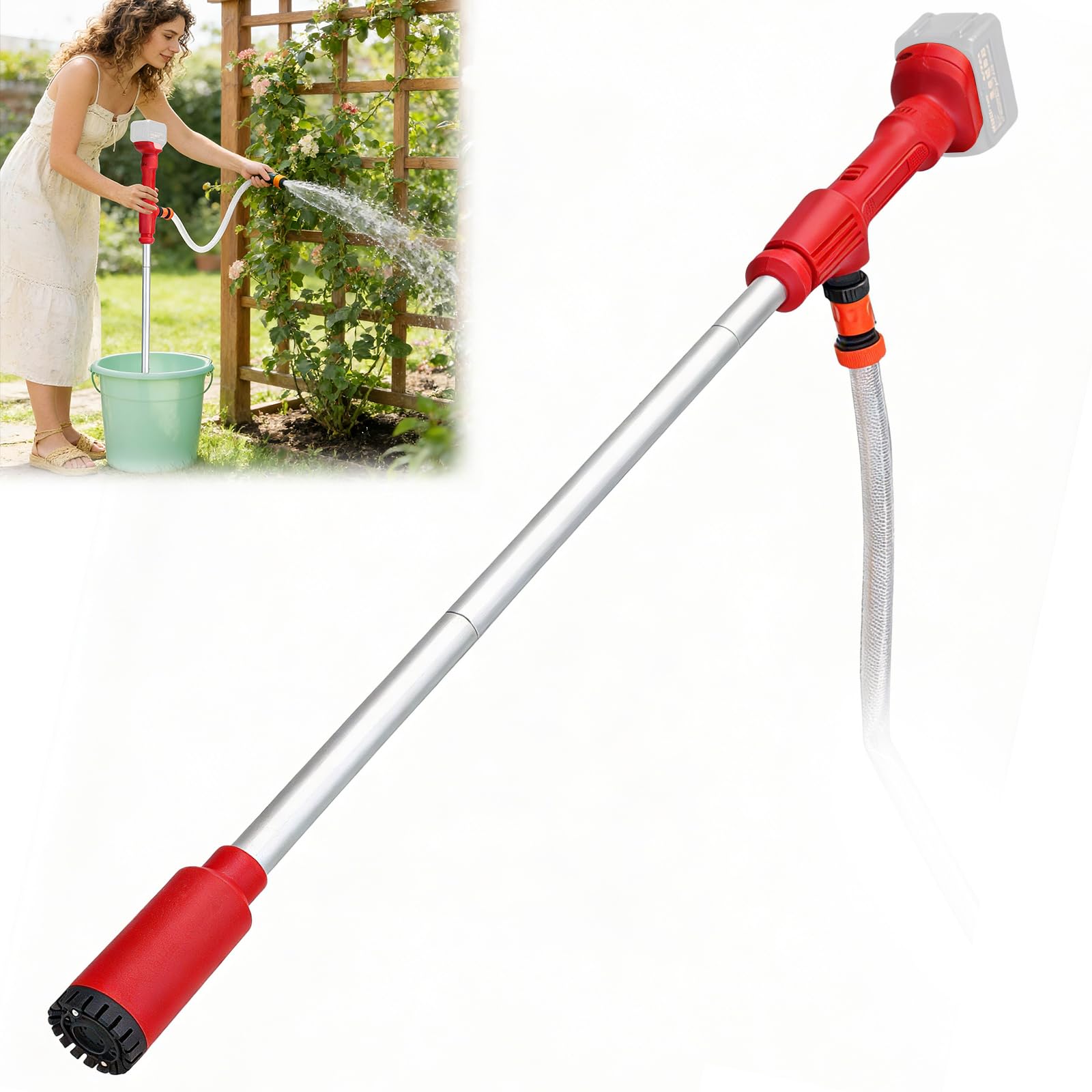 Akku Regenfasspumpe Kompatibel mit Makita 18V Akku (Ohne Akku) | Akku Regenfasspumpe Wasserpumpe, Tragbare Sumpfpumpe, Fördermenge 35 L/h, 5M Förderhöhe, Für Pool/Garten/Teich/Wohnmobil/Boot