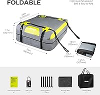 Vista 7 de WELKIN Bolsa de carga resistente para techo – Bolsa de techo impermeable de 15 pies cúbicos para todos los vehículos con/sin portaequipajes
