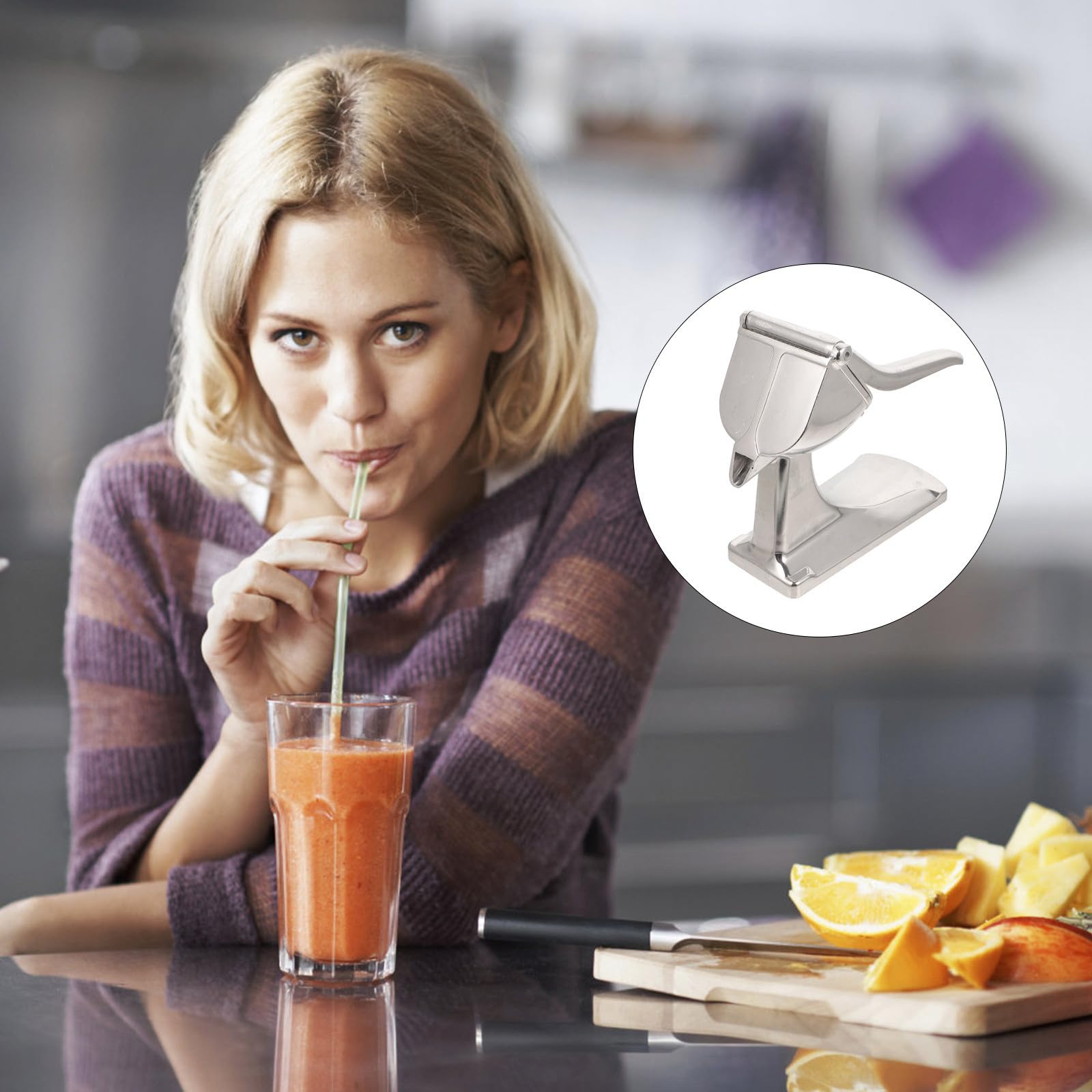 Exprimidor Almacenar de de Aleación Manual Jugos de Aluminio Portátil y Conveniente para Adecuado para Cítricos como Limón, Naranja y Granada