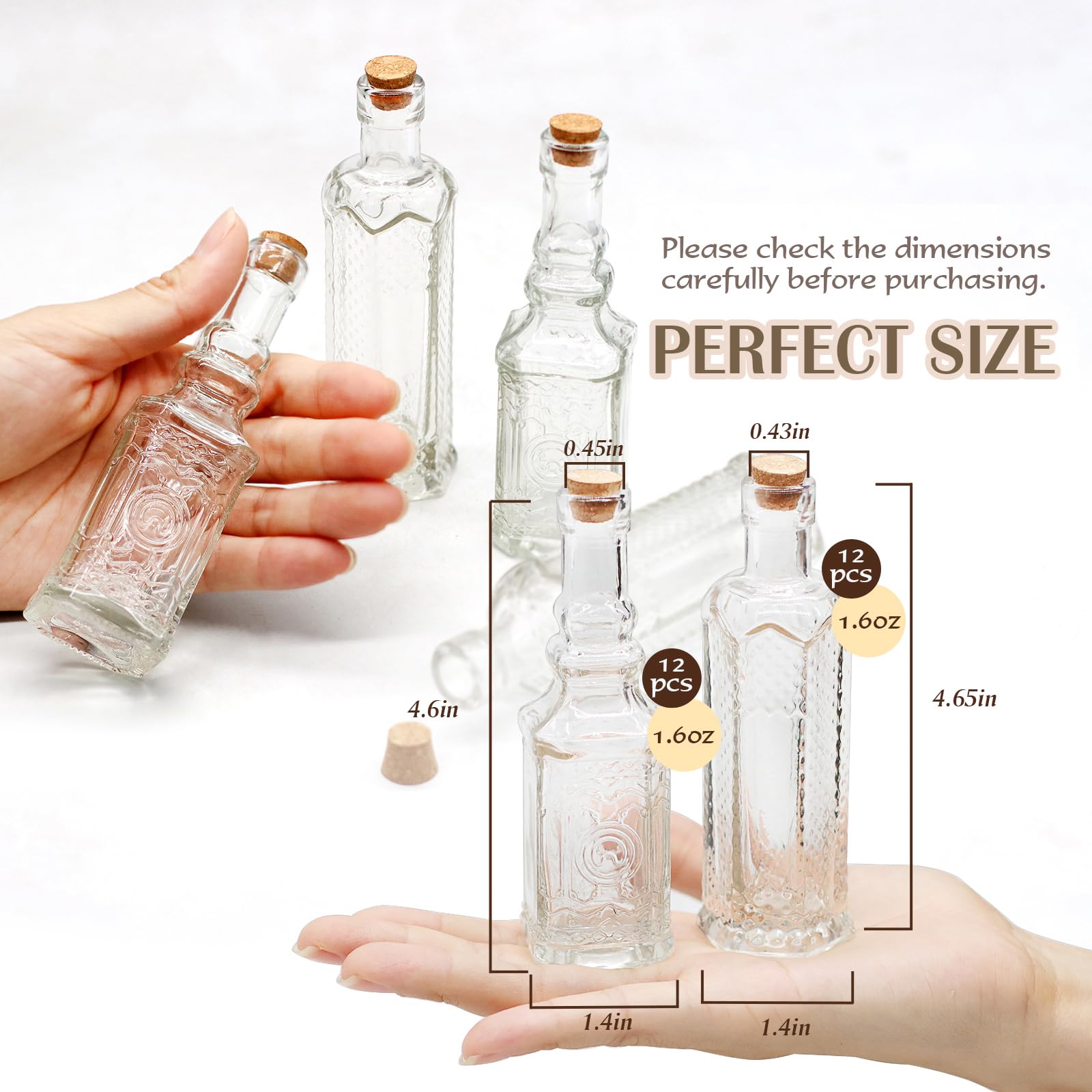24 Stück kleine Mini-Glasflaschen mit Korken, kleine Knospenvasen, dekorativ, Trankflaschen, 45 ml, für Party, Hochzeit, DIY-Dekoration, Sandkunst-Flaschen, Zaubergläser, Botschaft in einer Flasche