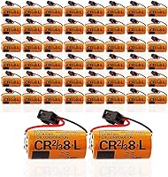 Vista 1 de Paquete de 50 baterías de litio compatibles con Fuji CR2/3 8.L 2000mAh 3V PLC FDK CR2/38.L con enchufe negro