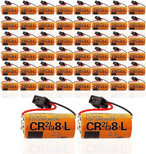 Paquete de 50 baterías de litio compatibles con Fuji CR23 8.L 2000mAh 3V PLC FDK CR238.L con enchufe negro