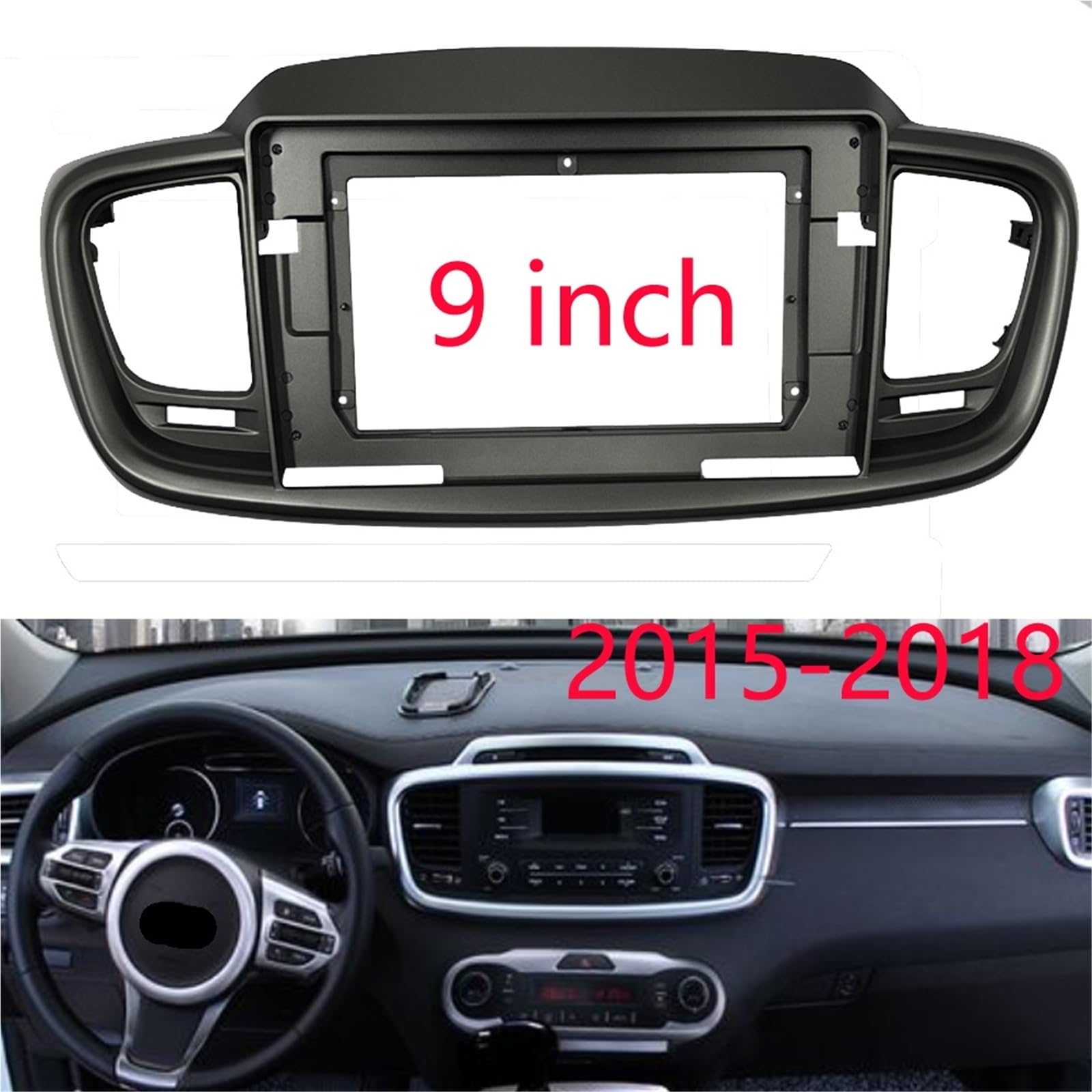 zaślepki radia Pasuje do KIA Sorento 2015-2018 montaż 2 DIN samochodowe radio stereo DVD konsola płyta panelu zestaw przycinania rama 9/10.1 cala