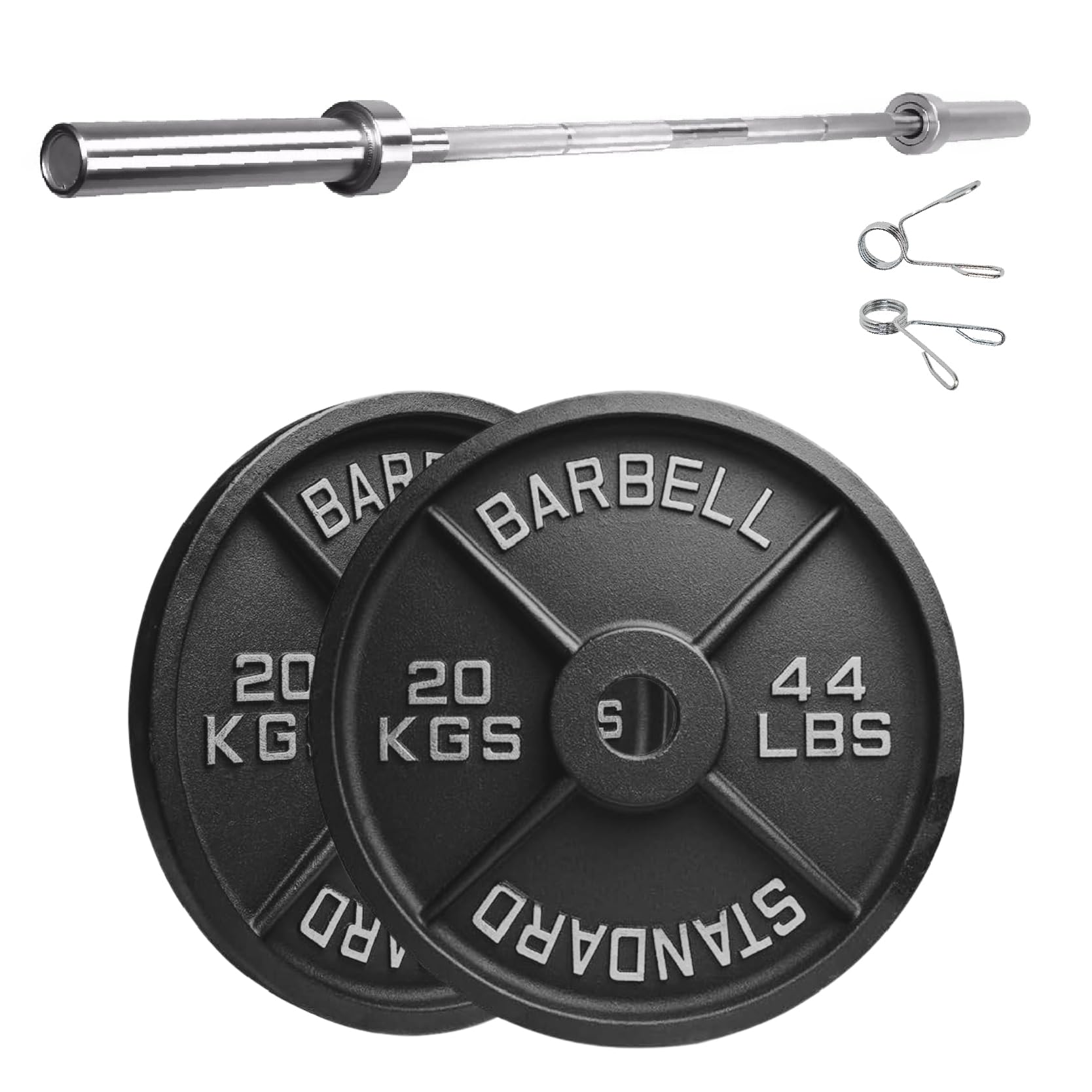 Cast Iron Weight Plates Sets & Pairs (1.25kg–25kg) for Home Gym Strength Training, Weight Lifting & Muscle Building for Men & Women (With 5ft Barbell, 20kg Pair)
