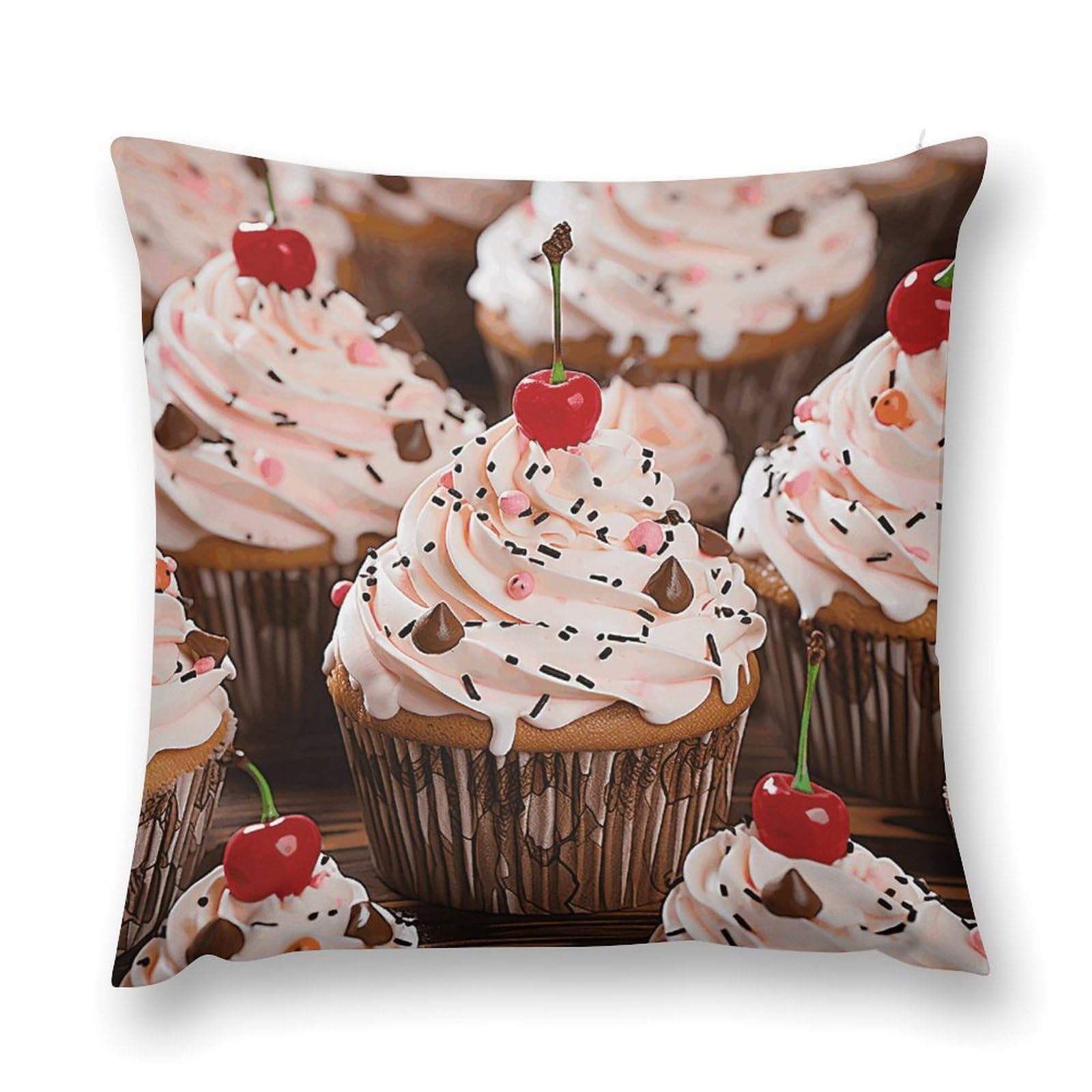 asbwuo Plush Pillow Case Cupcake and Muffin Decorative Throw Pillowcase Soft Cozy Cushion Pillow Cover for Bed Couch Sofa