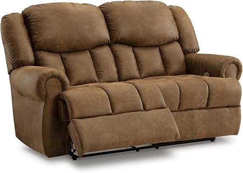 Miniatura 4 de Signature Design by Ashley Boothbay Classic - Sofá biplaza reclinable manual de piel sintética, color marrón oscuro